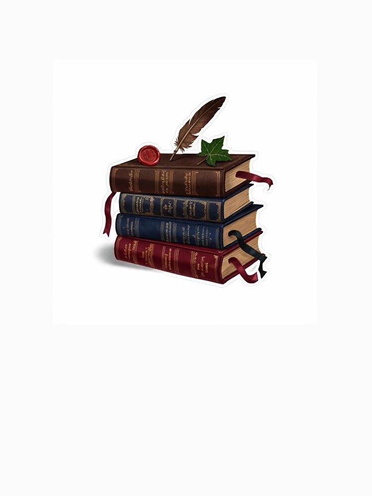 Dark Academia Aesthetic Book Stack Sticker by Winterp09