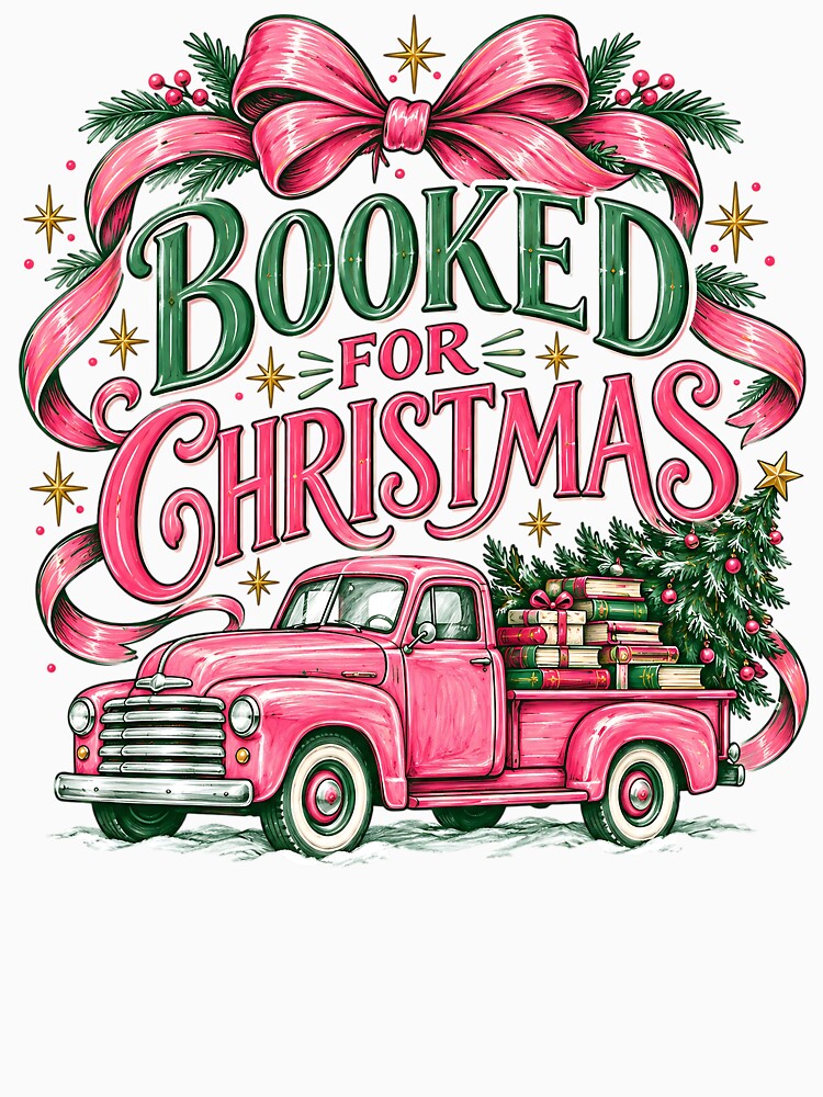 All Booked for Christmas, Bookish Holiday Vintage Truck, Gift For Reader by LandFinStudio