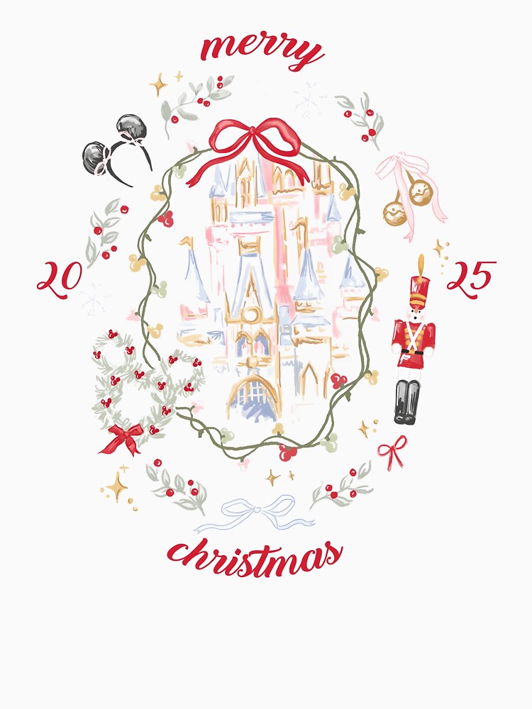 Coquette Bow Merry Christmas 2025 Xmas Magic Castle Christmas by Yvoncortot