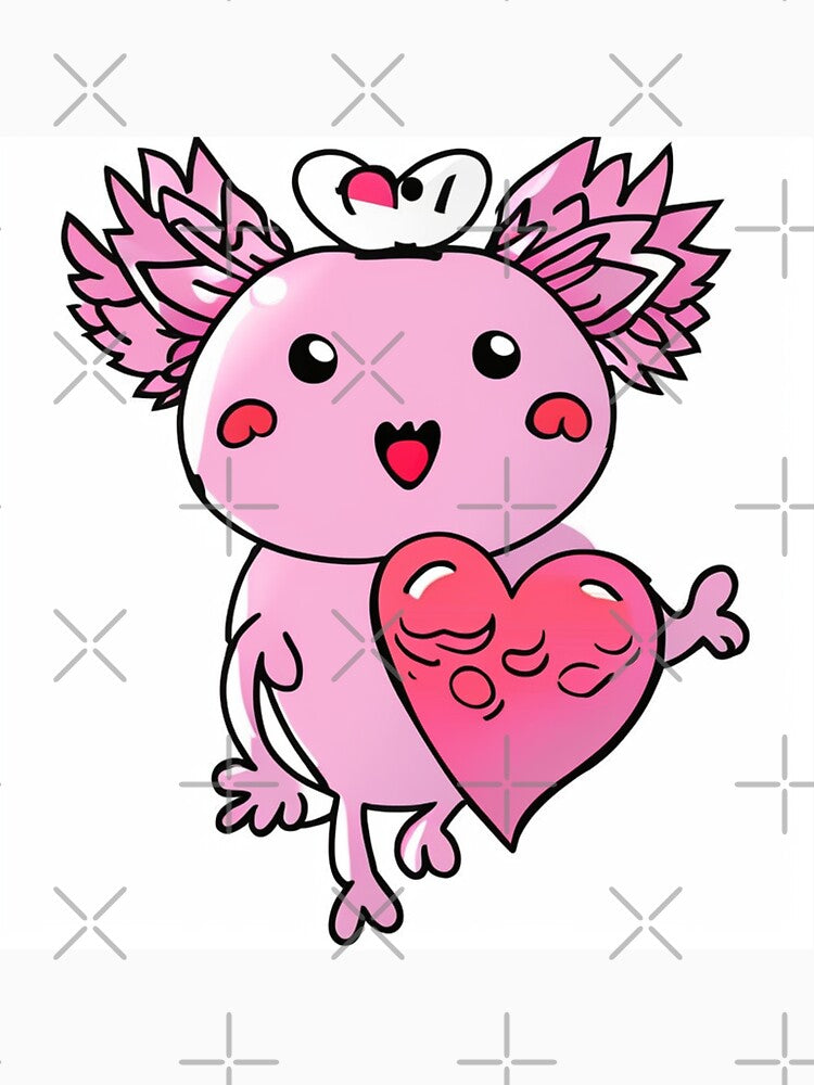 Adorable Pink Axolotl with Heart and Wings Gift by TMelonShop