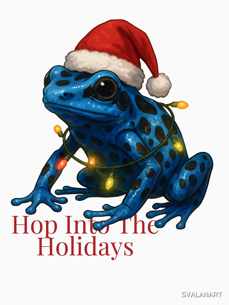 Hop Into the Holidays – Blue Poison Dart Frog Christmas by SVALANART