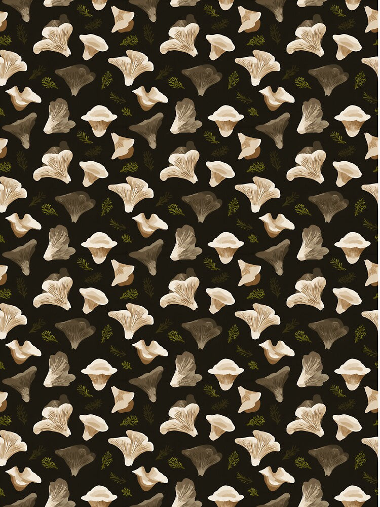 Oyster Oasis | Oyster Mushroom Seamless Pattern by sundayclay