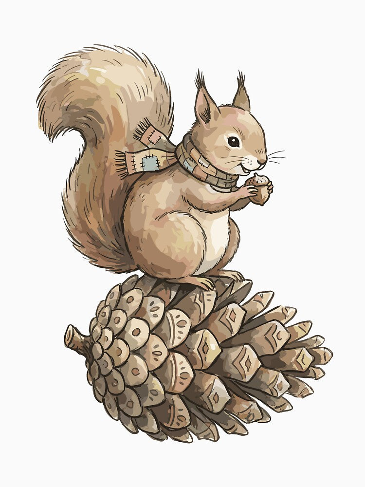 Magical Cottagecore: Pinecone Squirrel's Snack by bapupa