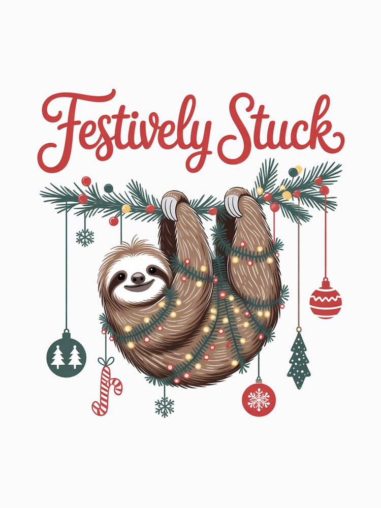 Festively Stuck – Cute Sloth in Christmas Lights by ArtByYunus