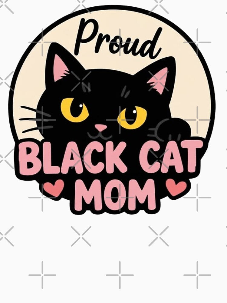 Proud Black Cat Mom – Black Cat Lover with Pink Hearts by LuloCreative