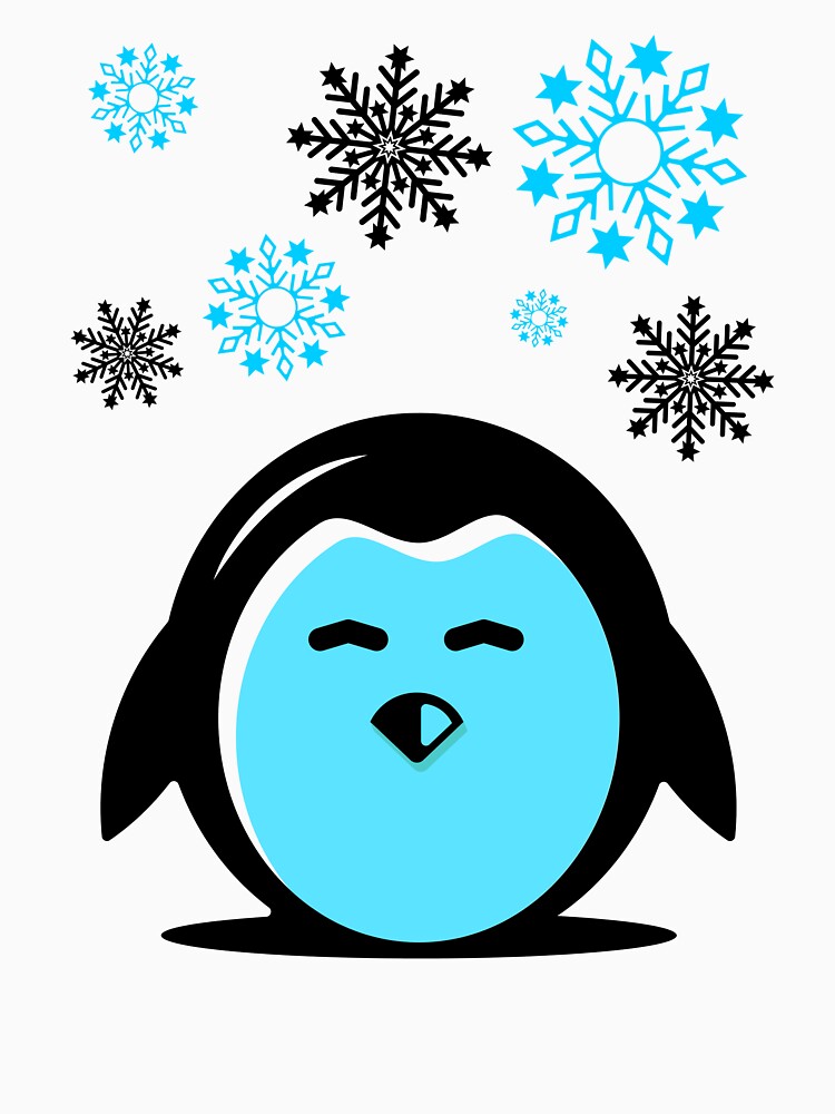 Cute Blue Penguin Winter Snowflakes by AStar17