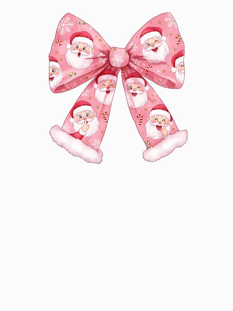 Pink Christmas Bow with Santa Faces and Candy Canes – Cute Feminine Holiday Design for Women by hn79