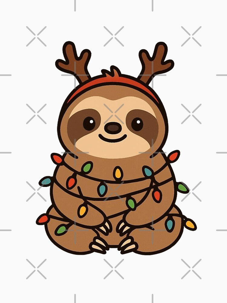Sloth with Reindeer Antlers and Lights – Funny Christmas Animal by Confuzz1ed