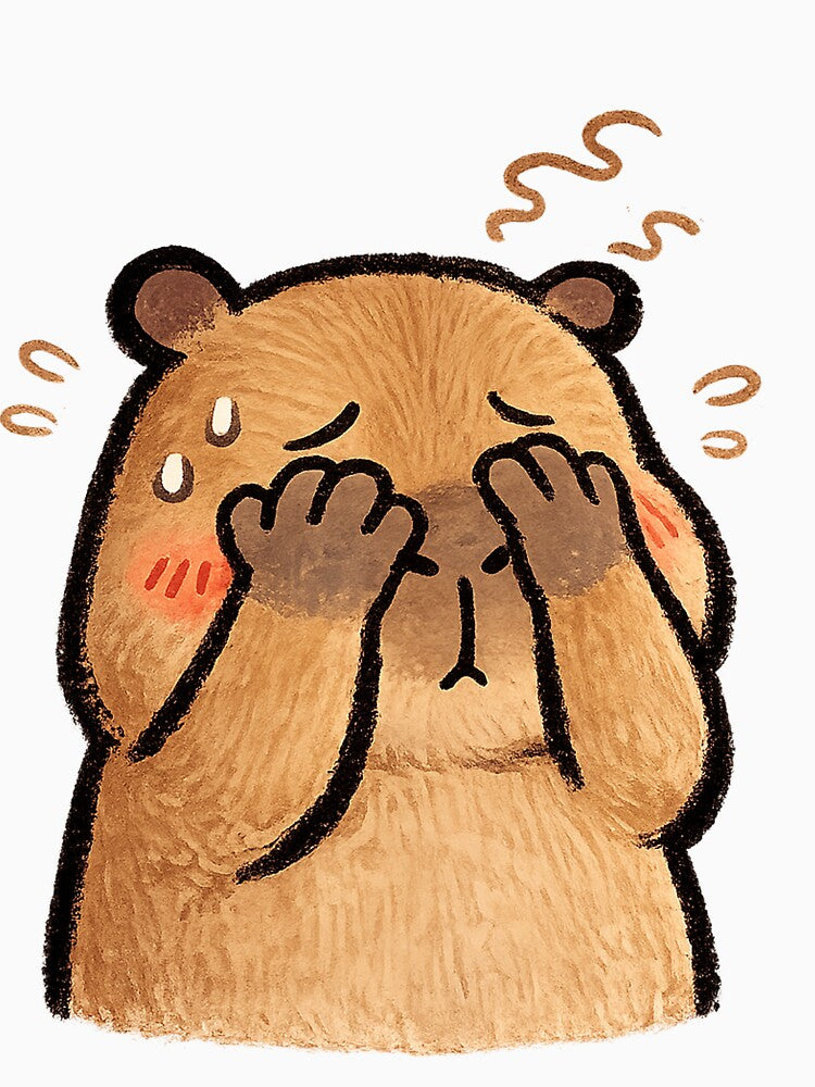 Embarrassed Capybara | Cute Shy Kawaii Capybara Sticker & Funny Animal T-Shirt by Atum&Art