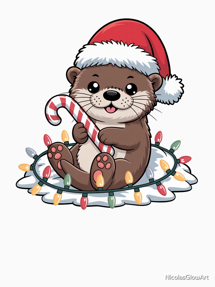 Otter and Candy Cane by NicolasGlowArt