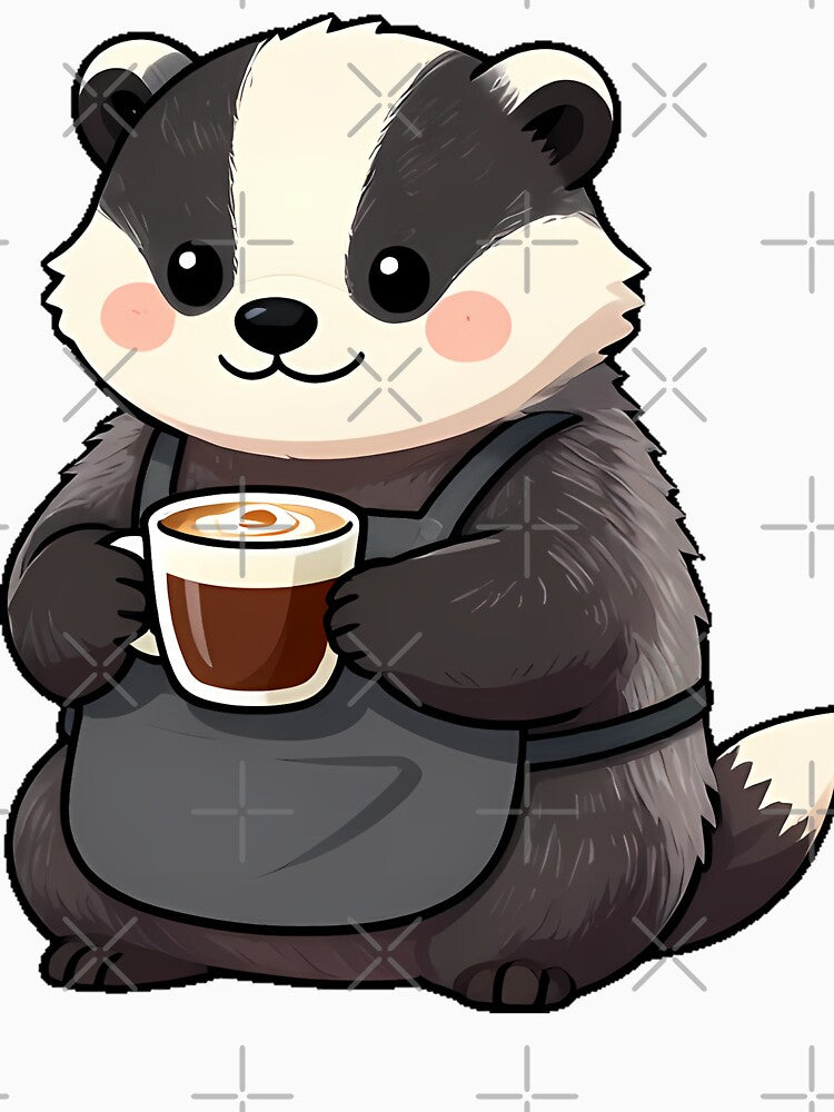 Cute European Badger Barista with Irish Cream Dark Roast Icon by pumsquare
