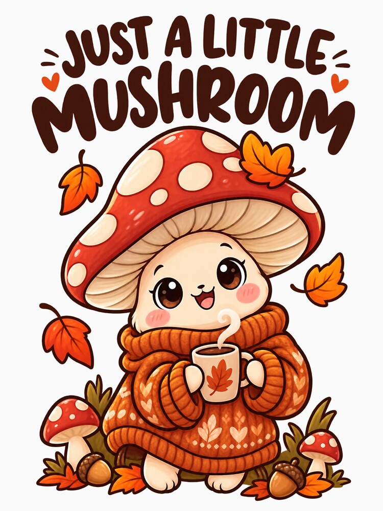 Just a Little Mushroom – Cute Cozy Autumn Mushroom Design by Kiinaaa