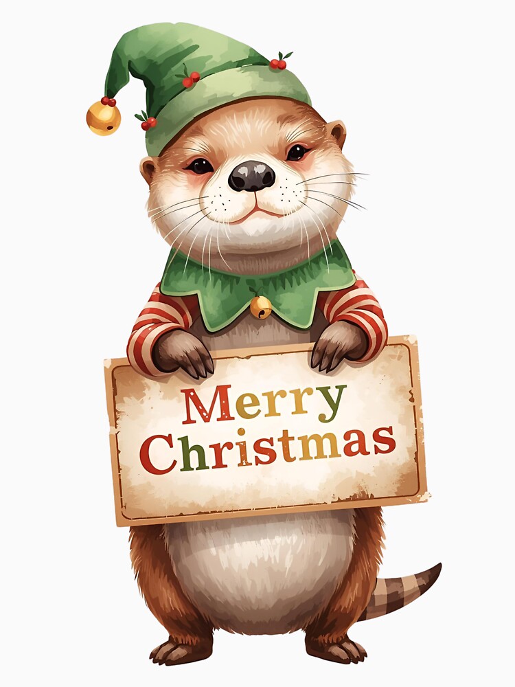 Merry Christmas Otter Elf – Adorable Holiday Creature by Otterly Cute