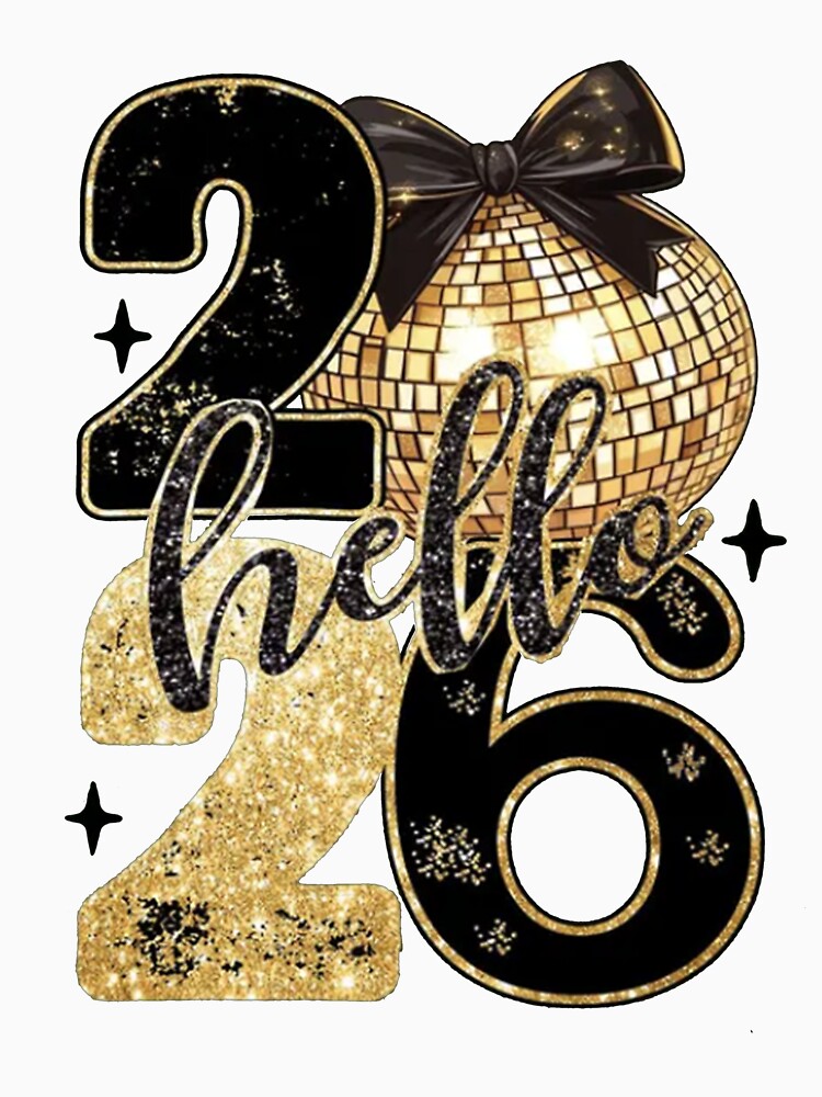 Faux Glitter Happy New Year 2026 , Disco Ball New Year's ,Pink Bow New Year ,Cute New Year Party ,Pink Xmas Coquette by sauruscreated