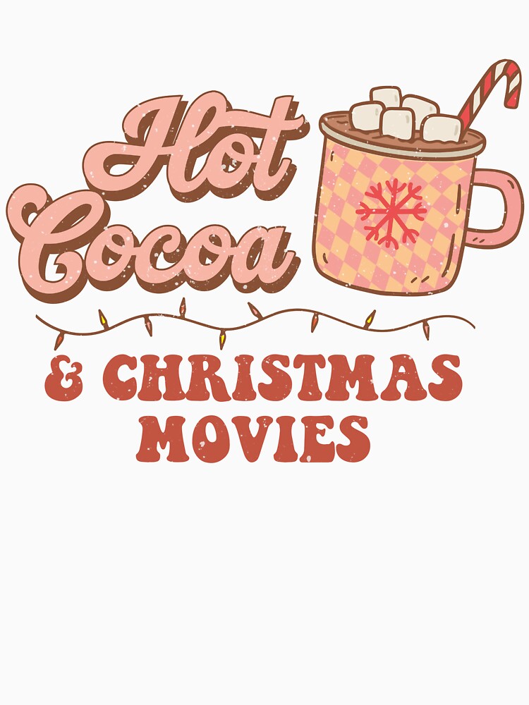 Hot Cocoa and Christmas Movies, Distressed Groovy Retro Pink Christmas by Cátia Lima