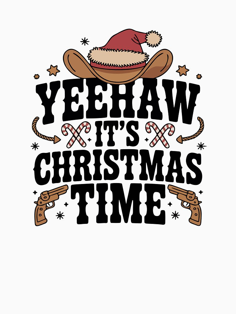 Yeehaw It’s Christmas Time Cowboy Holiday by Lora Art