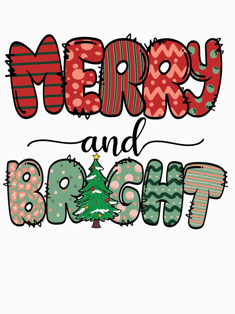 Merry and Bright Christmas Tree Joyful Xmas by clothesy7