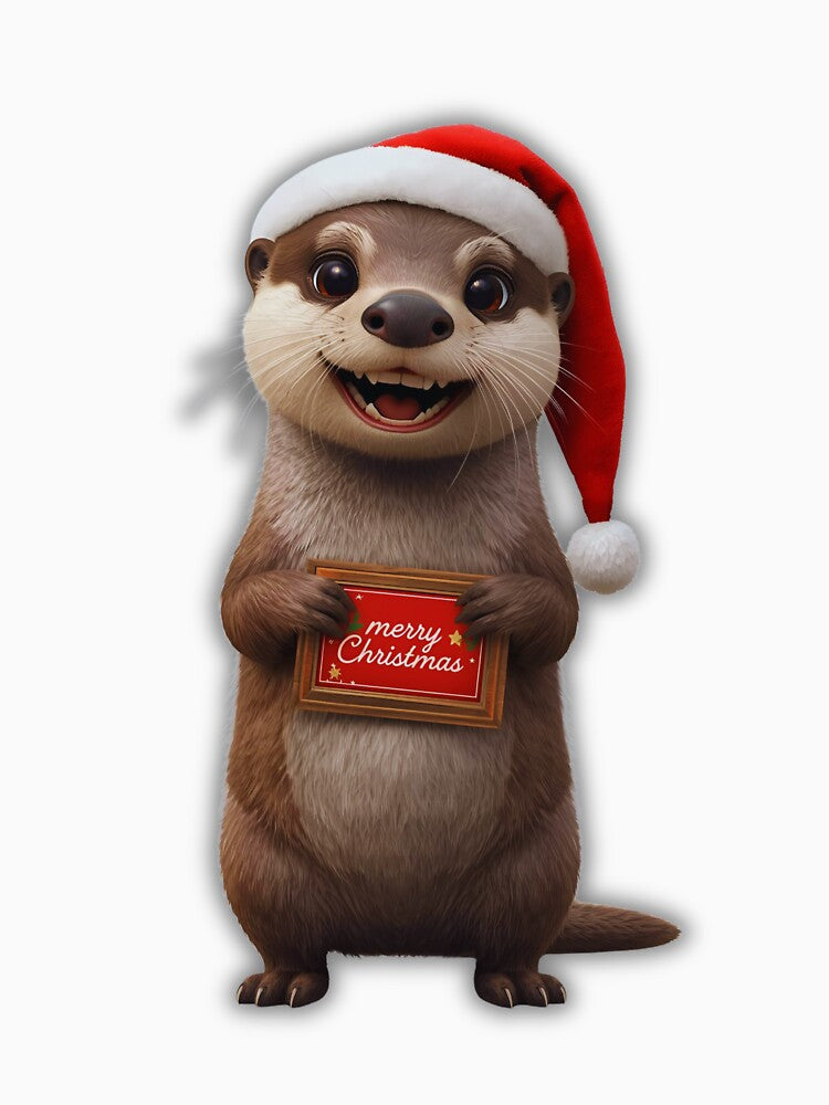 Christmas Otter Character in Santa Costume – Adorable Holiday Art by Otterly Cute