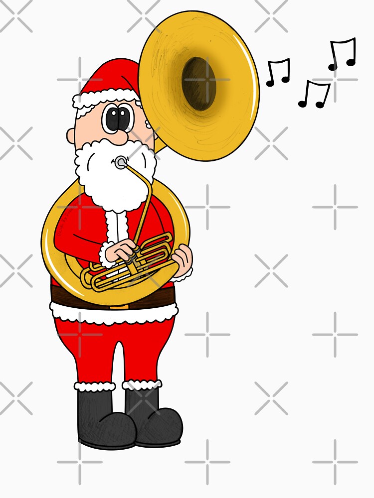 Santa Playing Sousaphone, Christmas Sousaphonist Brass Musician by doodlerob
