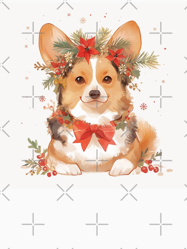 Kawaii Winter floral corgi dog by MendaciousMina
