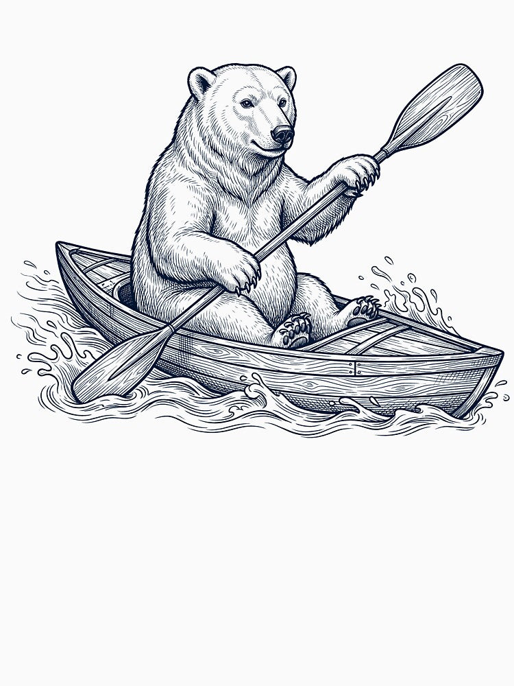 Vintage Polar Bear Kayaking Water Sports Animal Lover by DoodleTortle