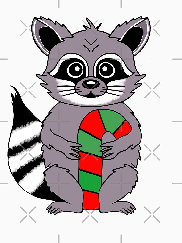 Cute Christmas Raccoon by Sartoris Art