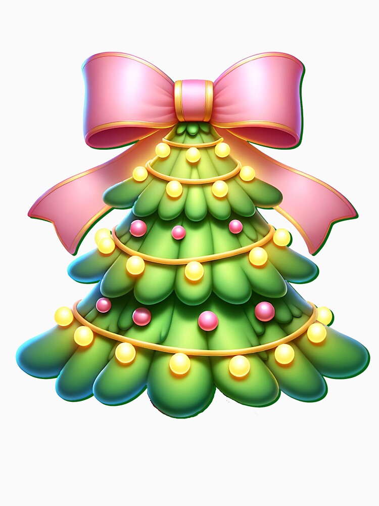 Festive Coquette Pink Bow Christmas by artivibestudio
