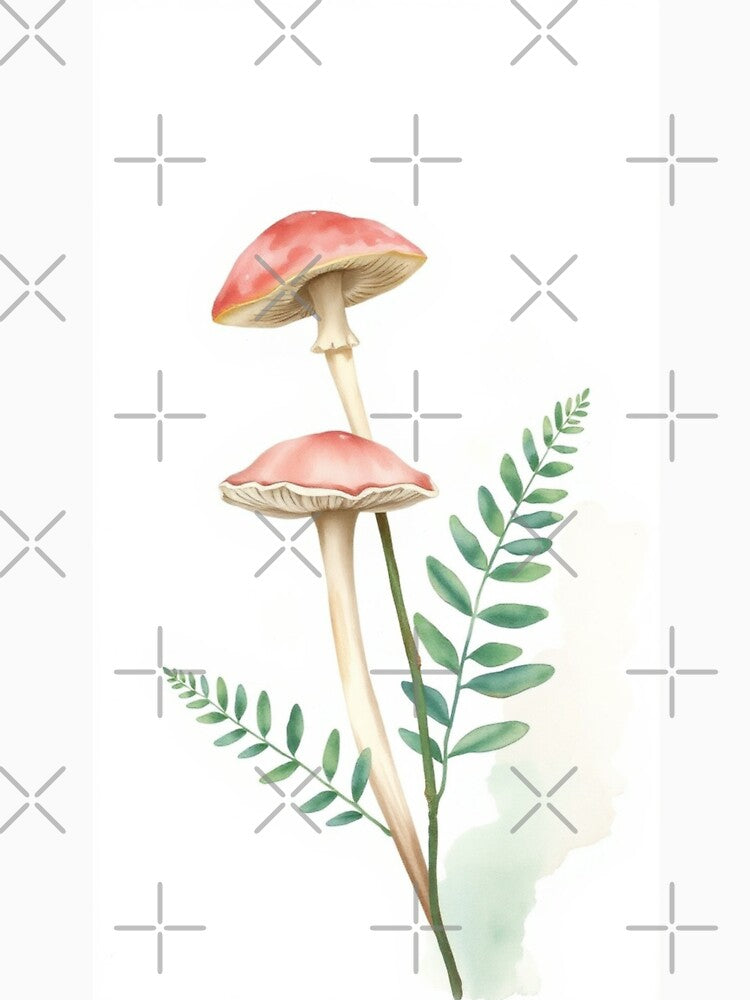 Watercolor Botanical Red Mushrooms Fine Art Print by Vida e Arte