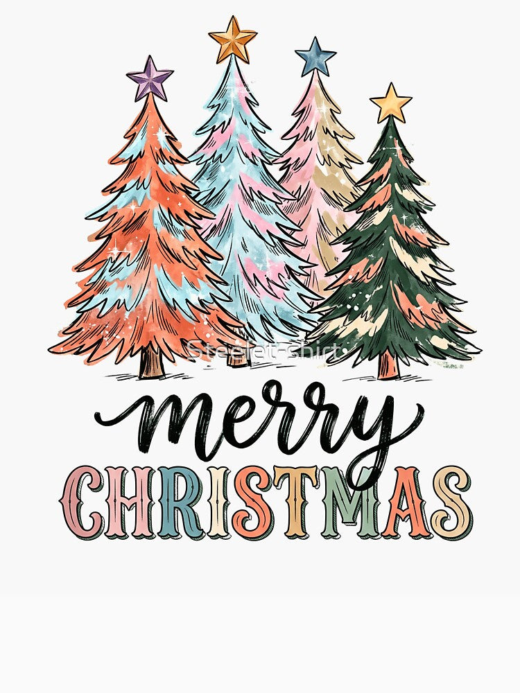 Merry Christmas - Retro Boho Leopard Christmas Trees by Steele-Art
