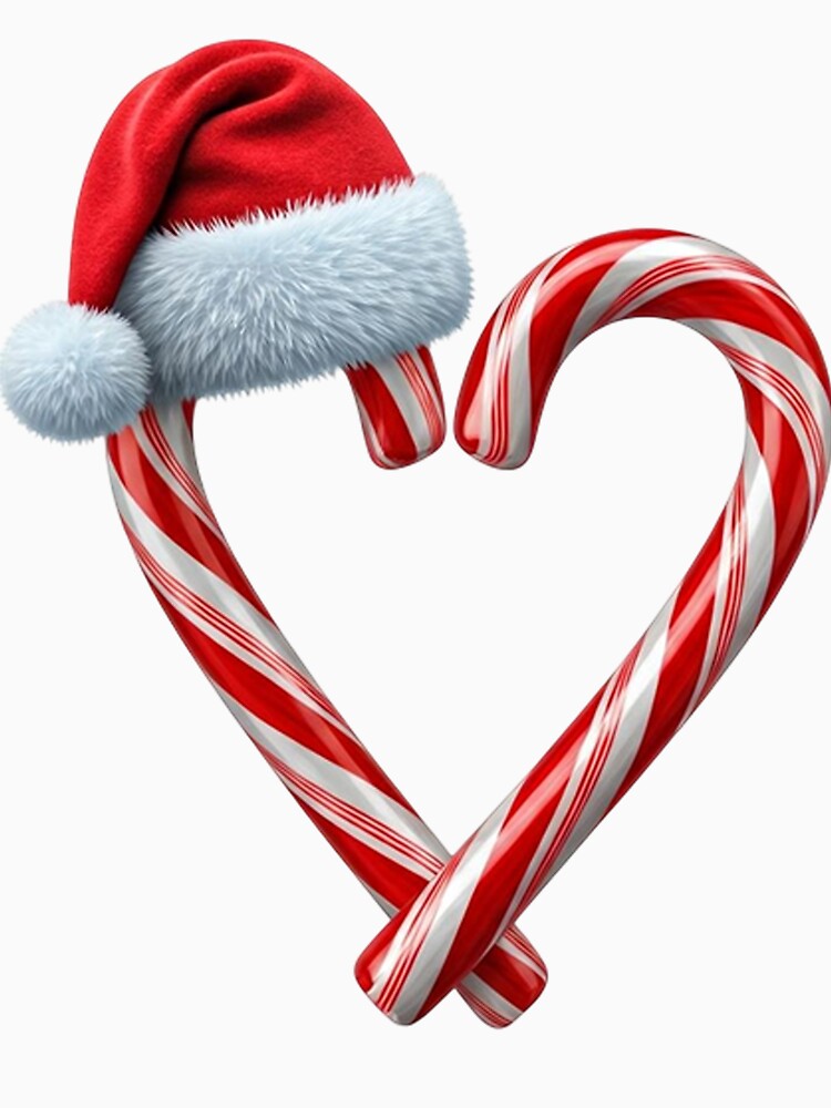 Candy Cane Heart with Santa Hat – Hyperrealistic Christmas 3D Illustration on White Background by PixelVibe782