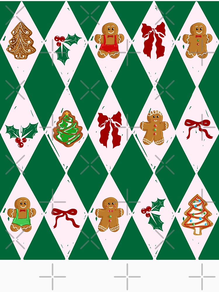Green Check Gingerbreadman Coquette Pattern by MaiZephyr