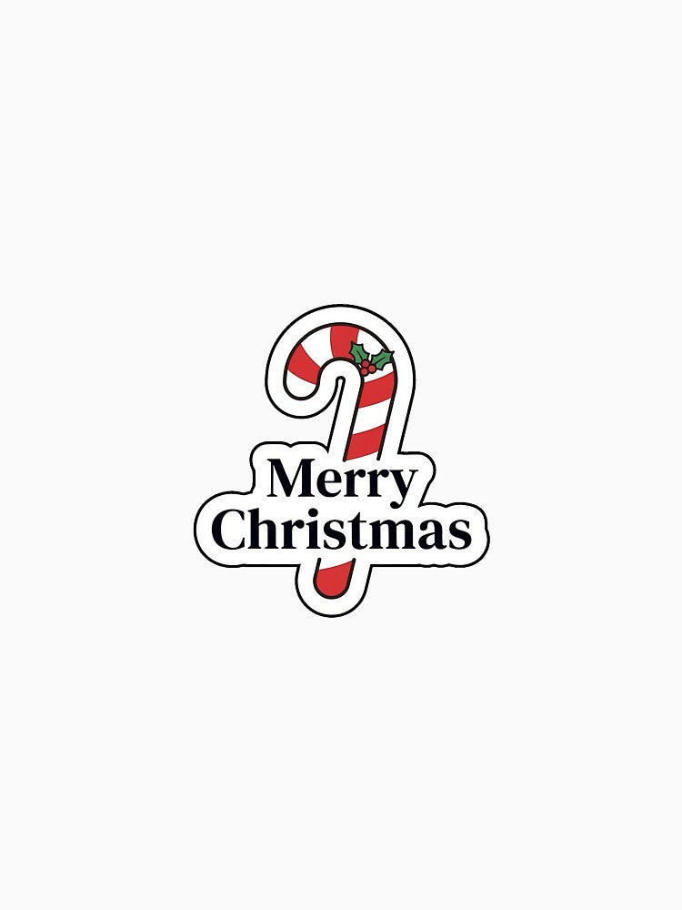 Merry Christmas Candy Cane - Cute Holiday Typography Sticker by SimpleP