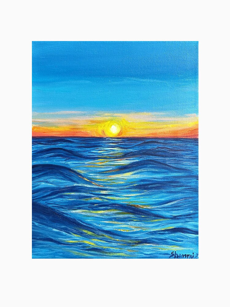 Sunrise Over Sea Acrylic Painting – Van Gogh Inspired by alexnlanguages