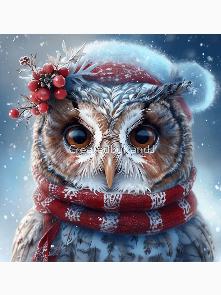 Christmas Woodland Snow Owl by CreatedbyKandJ