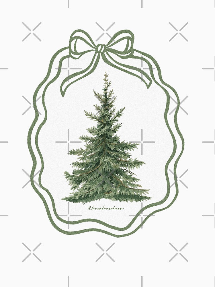 Cute Vintage Christmas Tree Illustration by BUABUABUA
