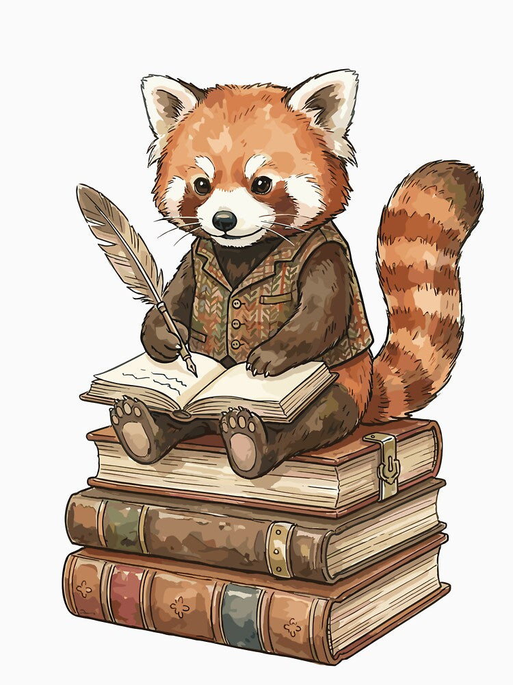 Light Academia: Literary Red Panda by bapupa