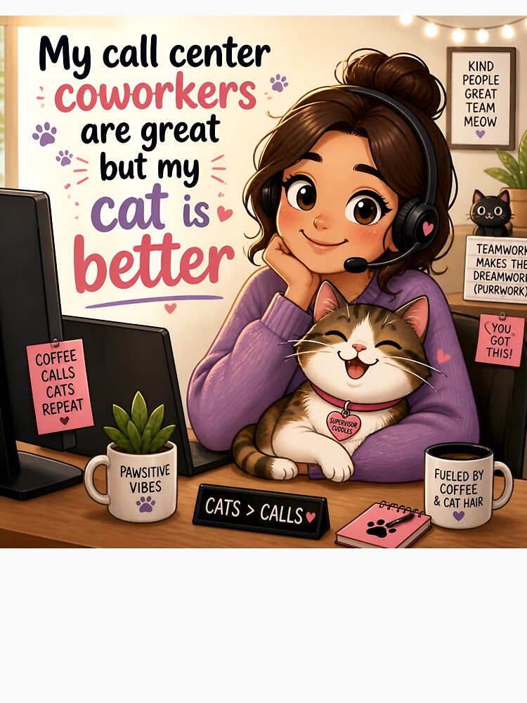My Call Center Coworkers Are Great But My Cat Is Better — Funny Call Center Cat Mom Gift Shirt by DoggyDayLove