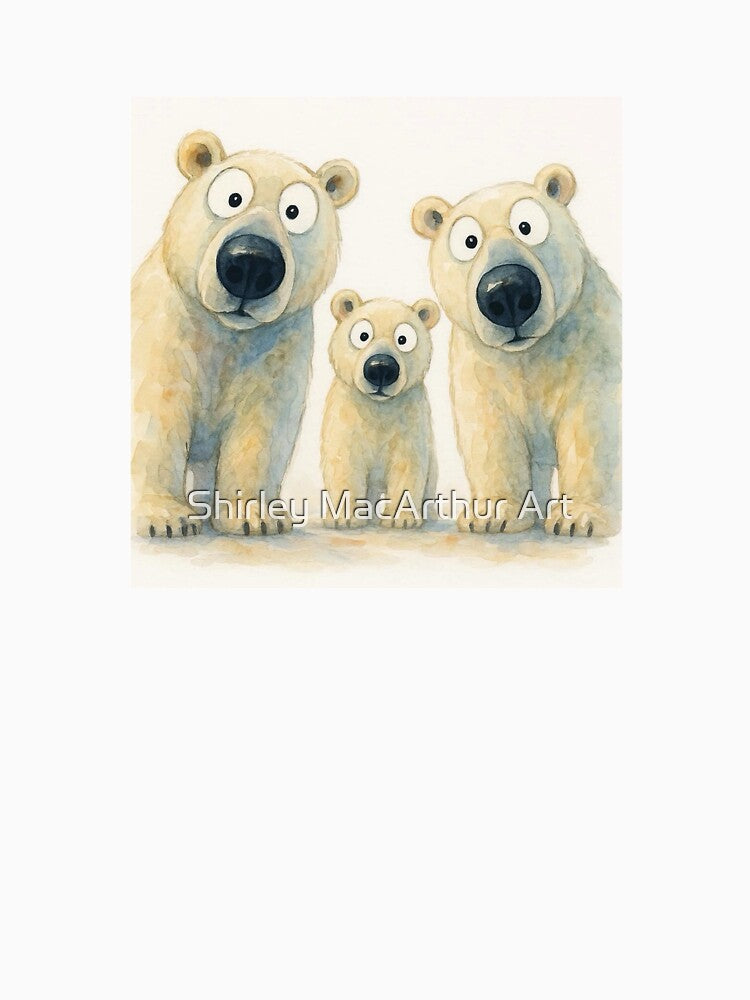 Cute Polar Bear Family ' We 3 BeaRS ' BY SHiRLeY MacARTHuR by Shirley MacArthur Art