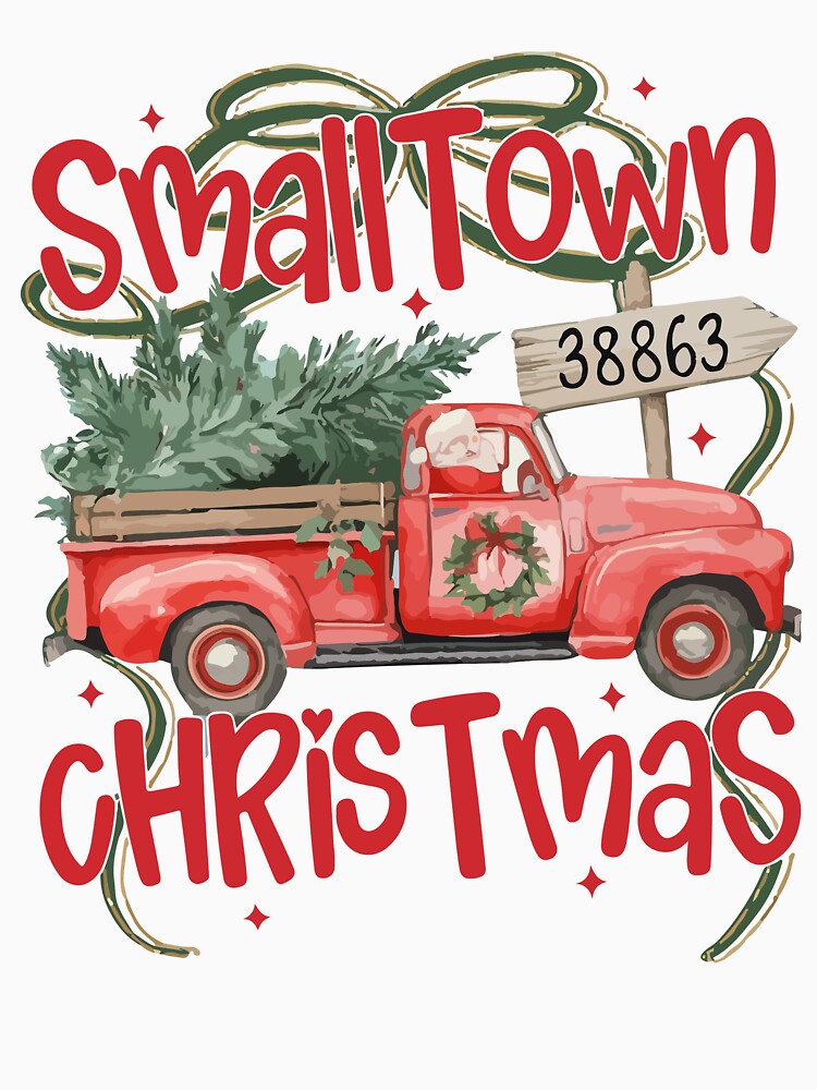 Custom Zipcode Small Town Christmas Coquette | Retro Red Truck Vintage Holiday Aesthetic Design by kiralynstration