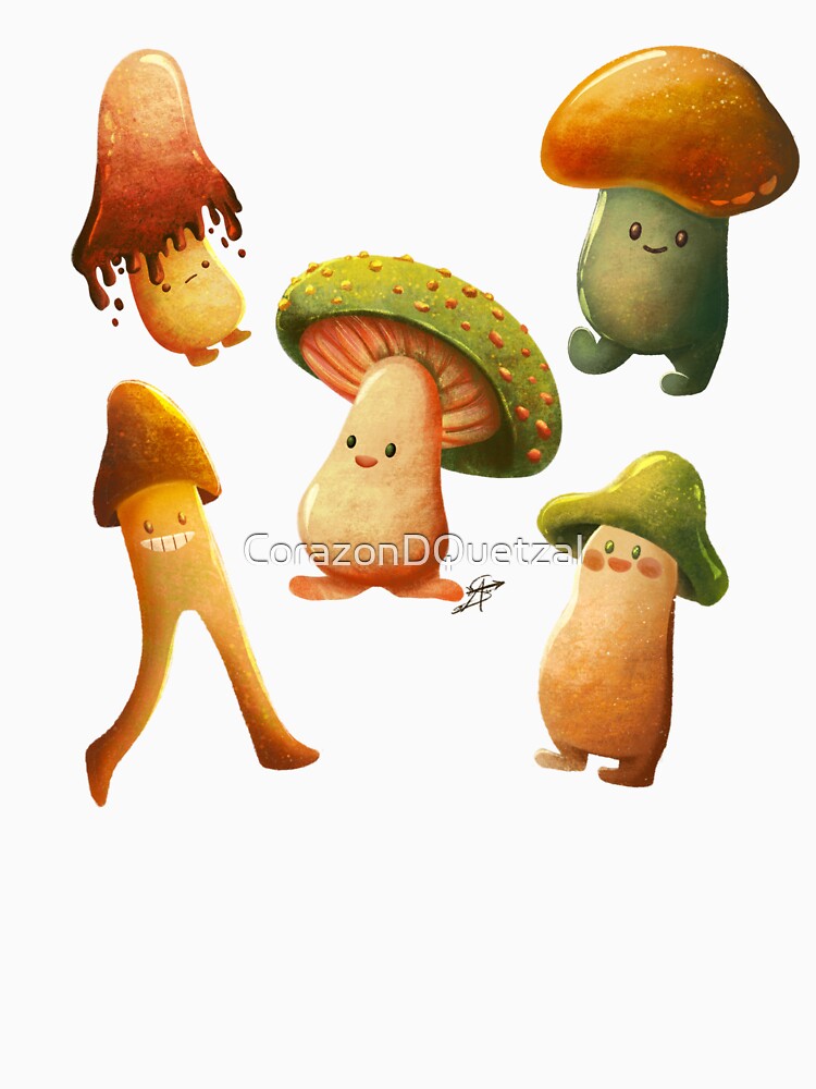 A group of adorable magical mushrooms by CorazonDQuetzal