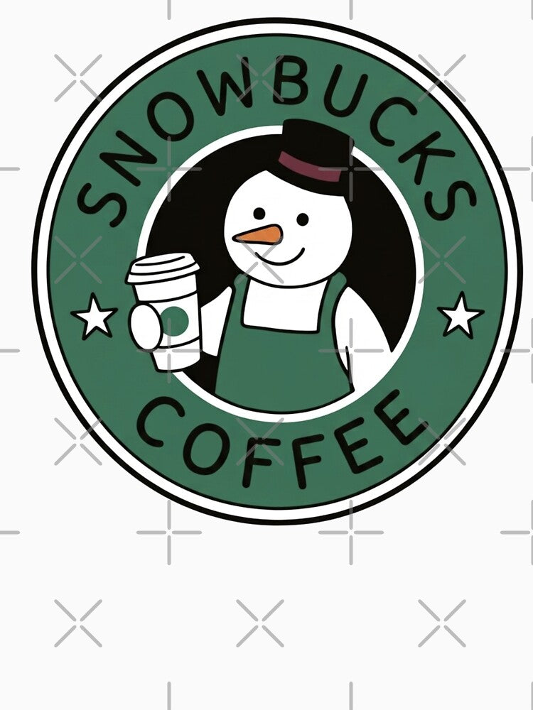 Snowman drinking coffee — “Snowbucks Coffee” logo by wingoo22