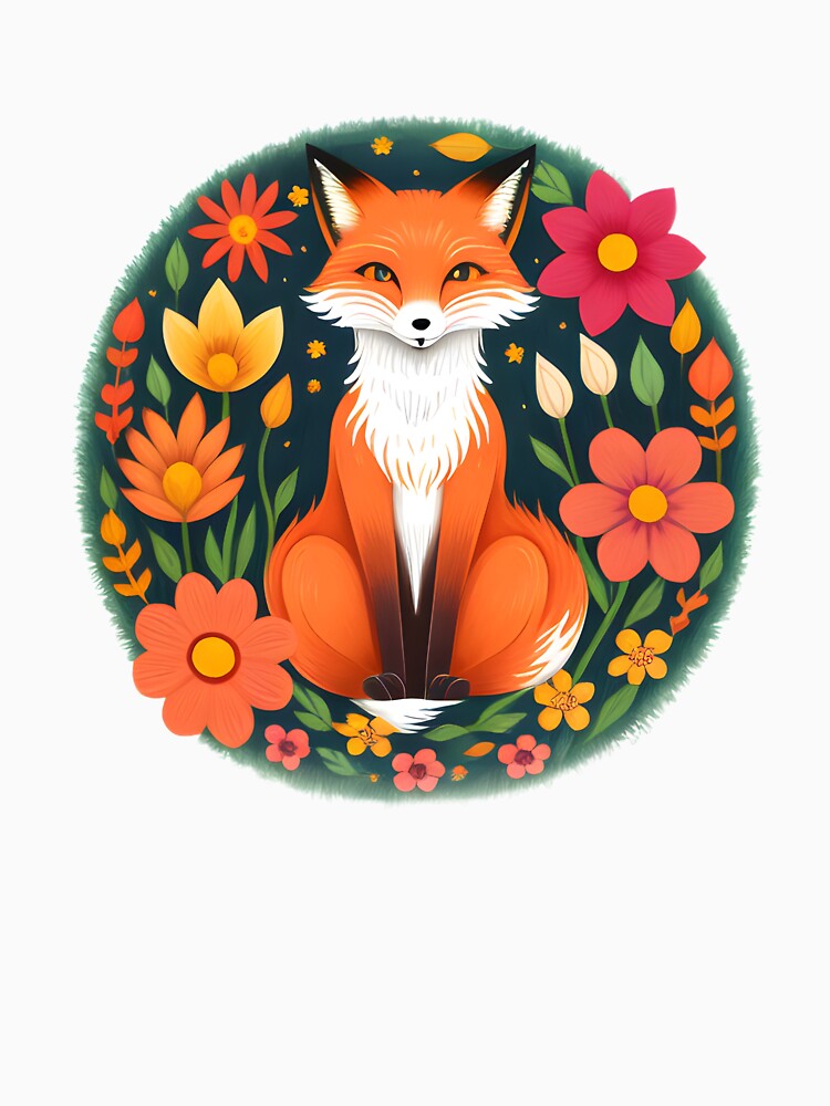 Nighttime Bloom With Fox by hyggefolkart