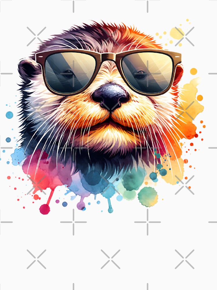 Watercolor Sea Otter Wearing Sunglasses by TheAnimalZ00