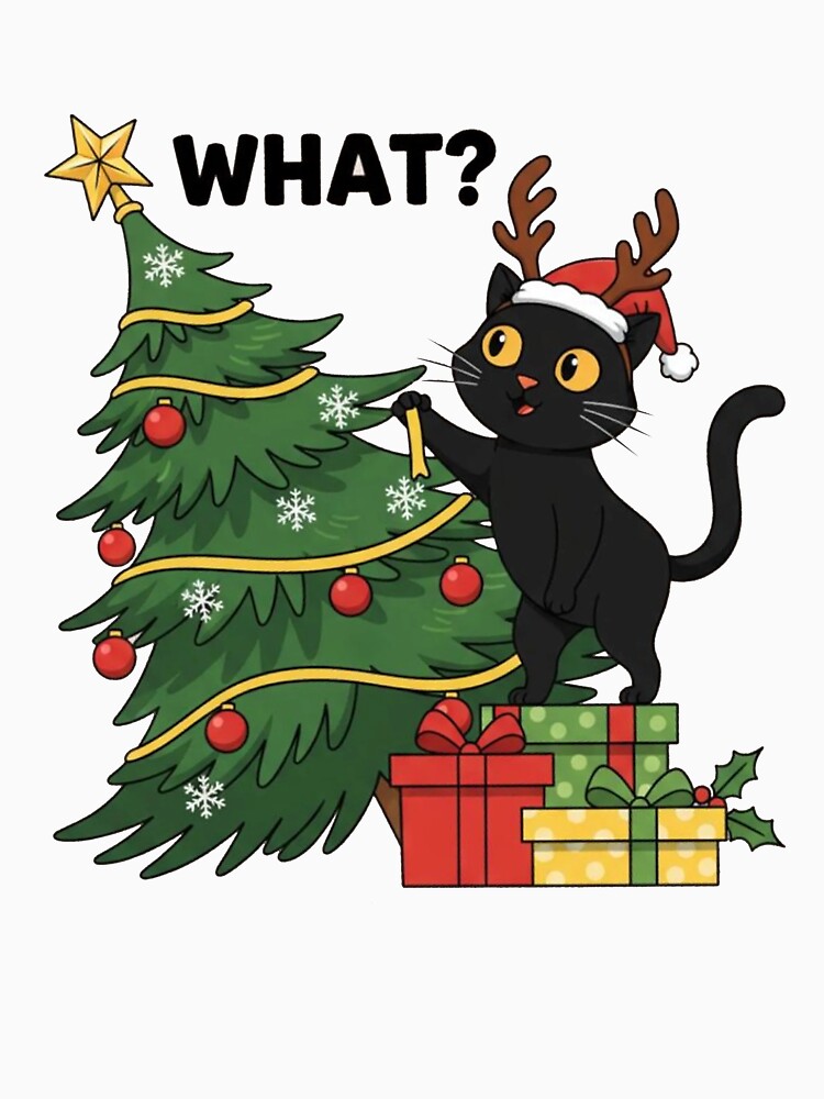 Funny Cat Christmas What Cat Xmas Black Cat Christmas by bethanyrodgers6