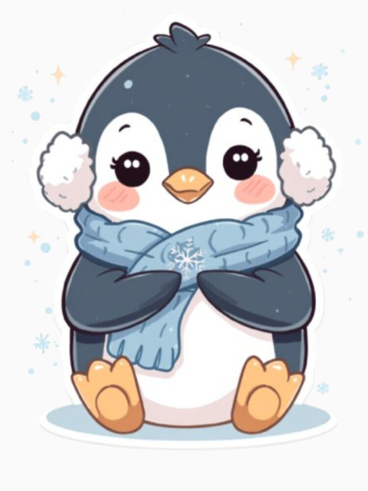 Cute Baby Penguin Winter Sticker | Kawaii Cozy Penguin by Tiny-Doodle-Co