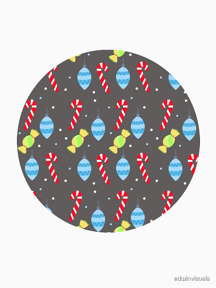 Gray Candy Cane Circle Print by edwinvisuals