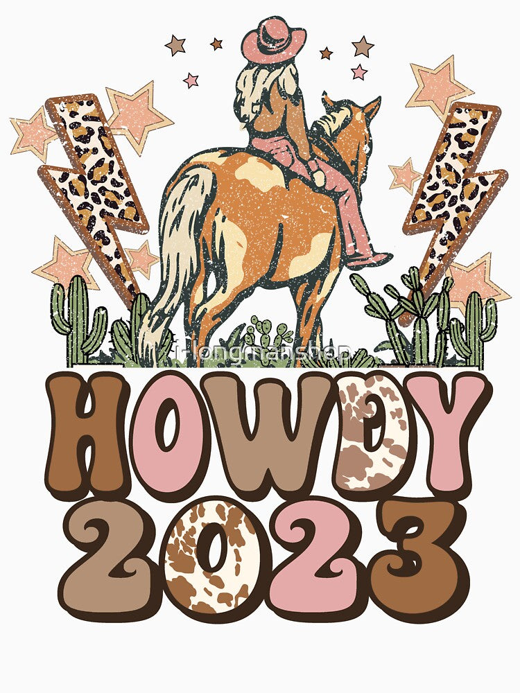 Howdy 2023 Happy New Year Western Cowgirl by i-longmanshop