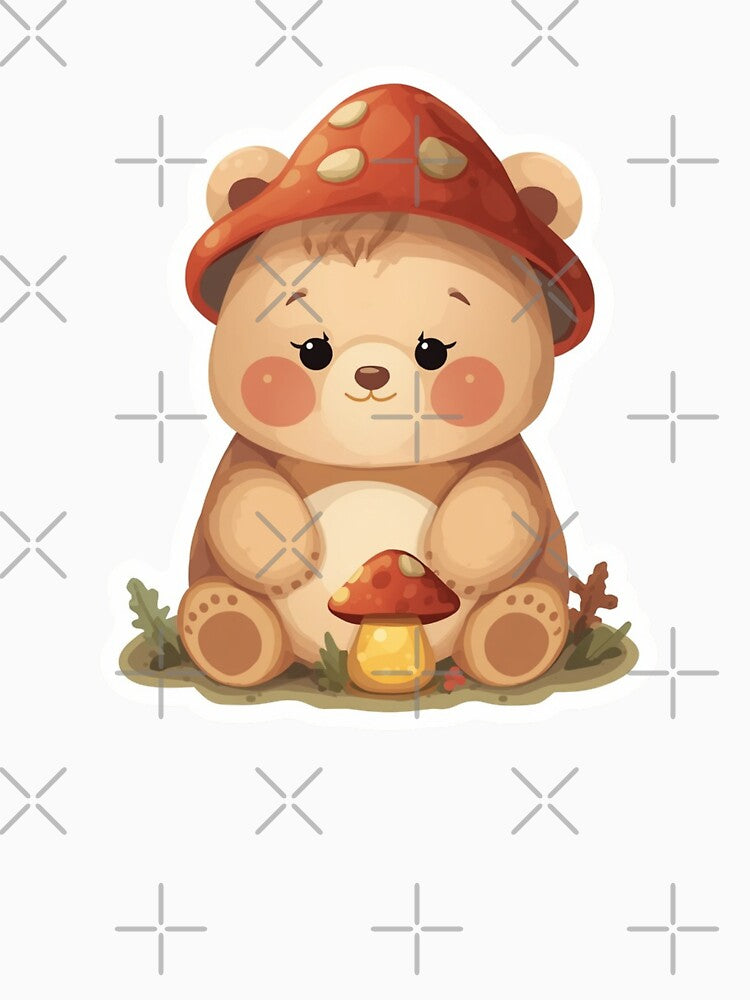 Cozy Mushroom Bear – Cute Cottagecore Woodland Bear Sticker by Stylestickers55