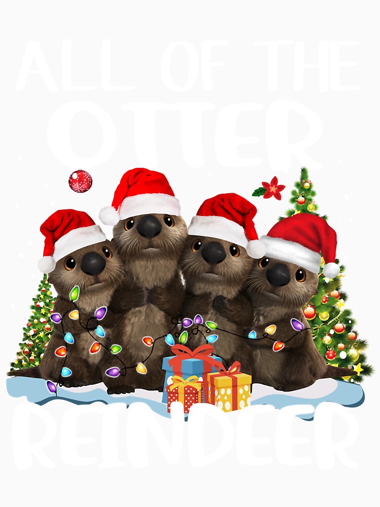 Funny Otter Reindeer Santa Hat Merry Xmas Amimal Lover Kids Toddlers by LavateArtStudio