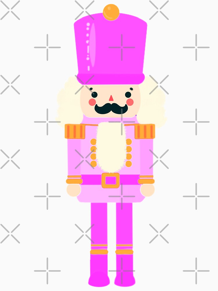 Pink On Pink Christmas Nutcracker Toy Soldier Graphic Art - Black Background by Star-Fragment